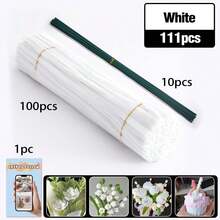 30厘米绿色花茎铁丝+视频教程，60色雪尼尔绒条，适合万圣节、返校季，30厘米彩色绒条手工材料，雪尼尔绒条，毛绒金属丝扎带，价格实惠，品质优良 - 彩色 - 查看 61