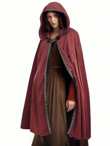 Medieval Cloak With Hood Wizard Cloak Halloween Renaissance Hooded Cape For Man And Women - Multicolor - View 2