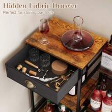 Liquor Cabinet Bar For Home With Drawer 3Tier Wine Rack Freestanding Floor And Wine Shelf With Step Design For Whiskey Spirits Vintage Mini Bar For Kitchen Apartment - RusticBrown - View 6