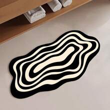 1/3件套经典黑白波浪纹家居装饰地垫套装，浴室防滑吸水地毯，硅胶复古图案浴室地垫，U型马桶洗手池吸水脚垫，2.5毫米厚玄关装饰浴室厨房装饰厨房地毯 - 波紋 - 查看 8