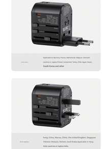 Bộ chuyển đổi du lịch đa năng Usams 20W, Bộ sạc đa năng, Bộ chuyển đổi quốc tế phù hợp với hơn 200 quốc gia, Bộ chuyển đổi nguồn, Phích cắm điện, Bộ sạc tường, Bộ chuyển đổi nguồn AC có sạc USB kép - Phích cắm loại C của EU (220-240V) - Xem 7