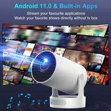 HY300 Smart Android 11 Mini Manual Focus Projector, Compatible With Apple & Android | Supports 4K/1080P, WiFi6 And Bluetooth 5.0, Portable Home Cinema With Auto Horizontal Correction, Suitable For Outdoor Movie Projection In Low Light (White, EU Plug) - White U Europe - View 2