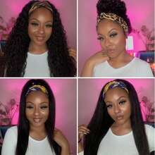 bling hair Perruques bandeau, perruques lisses en cheveux humains pour femmes, perruques sans colle, densité 180 %, sans dentelle, perruques brésiliennes en cheveux humains, couleur naturelle - Noir - Voir 8