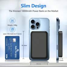 Batterie externe magnétique sans fil 10 000 mAh, Power Bank 22,5 W, noire, port Type-C, charge rapide, compatible avec Phone 12 à 16 pouces, étui MagSafe
