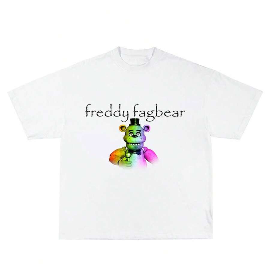Funny Freddy Bear T-Shirt – FNAF Meme Design For Game Fans - trắng - Xem 1