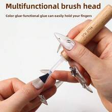 Nail Art Double Head Nail Polish Brush 50 Pieces Refillable Disposable Nail Polish Brush Solid Wood Round Head Bristle Brush Replaceable Brush Head Small Parts, Delicate Bristle Brush, Double Head Replaceable, Essential Nail Art Tools, Suitable For Men And Women Of All Ages - trắng - Xem 5