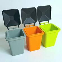 ORIZZONTE Mini Desk Trash Cans – Set Of 3 Colorful Containers With Lids – Creative Design For Home/Office – Organization Gift Idea – 100% Made In Italy, Shipping From Italy - Orange - View 9
