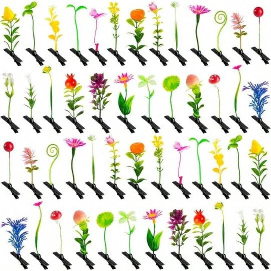 50PC MIXED Bean Sprout Hair Clips Pack Little Leaf Leaves Rave Plur Festival EDM Concert Flower Grass Cute Small Straight Hairpins Funny Costume Barrette Headwear Hair Accessories Party Headwear Pinvalentine's Day RLZX - 混合 - 查看 1