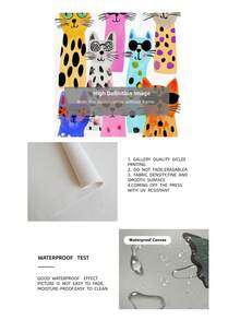 1 件无框时尚奇思妙想猫咪墙壁艺术印刷品酷炫太阳镜猫咪海报，生动的动物插图，现代卧室、宿舍、客厅装饰 | 送给宠物爱好者的礼物，返校礼物，家居装饰，派对装饰 - 彩色 - 查看 11