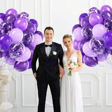 62pcs 12-Inch Purple Balloons With Metallic Soft Purple Confetti Balloons, Latex Balloon Set For Purple Birthday, Wedding, Baby Shower, Party Decorations - No Electricity Needed, Suitable For All Seasons And Father's/Mother's Day Parties