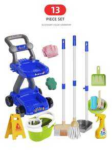 Kids Pretend Play Cleaning Toys - Broom, Dustpan, Vacuum Cleaner, Cleaning Cart Set, Role Play Housekeeping Toys, Christmas & New Year Gift - Multicolor - View 16