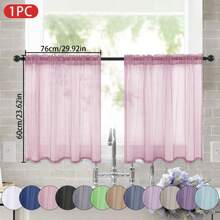 1 pièce Rideau transparent de couleur unie, rideau de fenêtre transparent à moitié, rideau filtrant de poche de tige pour ombrage. Convient pour la décoration de la cuisine, de la salle de bain et du café. Rideau de voile