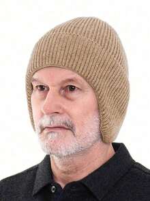 1pc Men's Thick Knit Ear Warmer Beanie Hat, Warm Winter Outdoor Windproof Cap, Suitable For Autumn/Winter Men's Winter Clothing