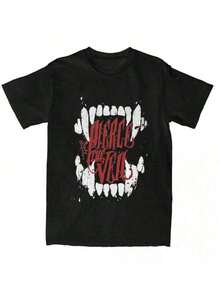 Band Merch T-Shirt - Black With Iconic Print, Machine Washable Casual Round Neck Tee Suitable For Fans, Spring/Summer Wear - màu đen - Xem 3