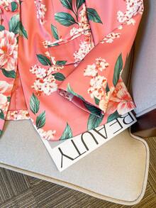 Mono con estampado de flores y hojas con botones delanteros, adecuado para el hogar, la playa, citas por la noche, bodas, vacaciones y la oficina