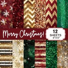 12-Sheet Merry Christmas Scrapbooking Base Paper Set​​ – Featuring Snowman, Leaf, And Snowflake Designs, This Christmas-Themed Craft Paper Serves As A Versatile Background For Journal Collages, DIY Gift Wrapping, And Holiday-Themed Projects.