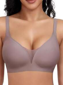 3pcs Seamless Bras For Small Bust Women, Thin Padded Deep V One-Piece Wireless Backless Bras - Multicolor - View 5