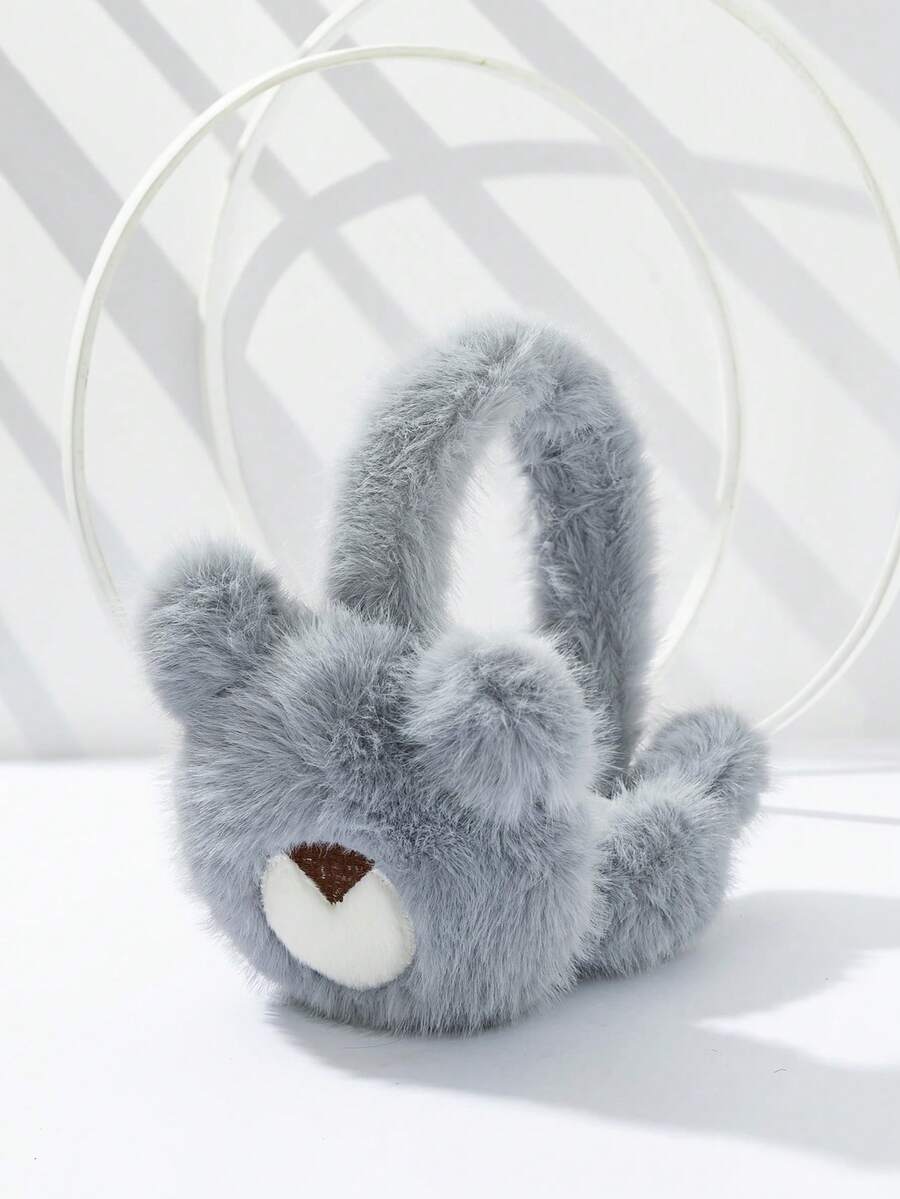 1pc Women's Solid Color Foldable Fashionable & Versatile Plush Warm Earmuffs, Random Lining Color