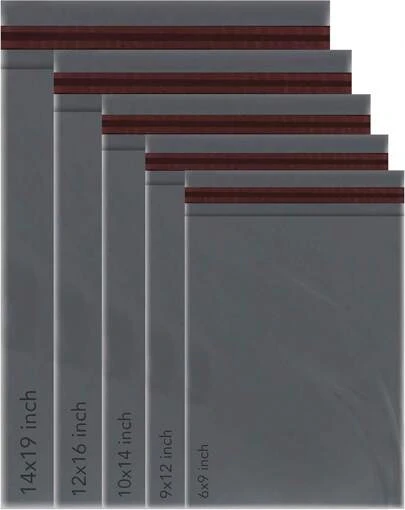 50 Mixed Grey Mailing Poly Postal Self Seal Bags 5 Sizes 10 From Each ISOUL Small To Large Postage Packaging Assorted Mailers Posting Shipping Post Parcels Package Bags