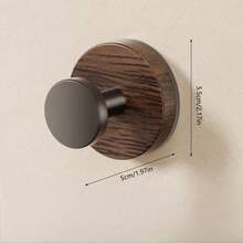 1/3/5Pcs Walnut Wood Grain Plastic Suction Cup Hook Strong Bearing Adhesive Hook For Bathroom And Kitchen No-Drill Creative Knob Design, Portable Storage Hanger