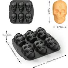 Large 6-Hole Silicone Skull Head Mold, Halloween Skull Cake Mold - Fun Skull Molds For Chocolate, Cake Slices, Baking, Candies And Resin