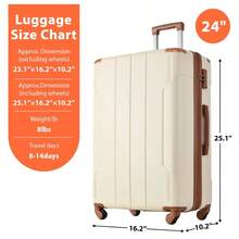 Carry On Luggage 24 Inch ABS+PC Lightweight 65L Capacity Hardshell Suitcase With TSA Lock And Wheels For Travel Trip