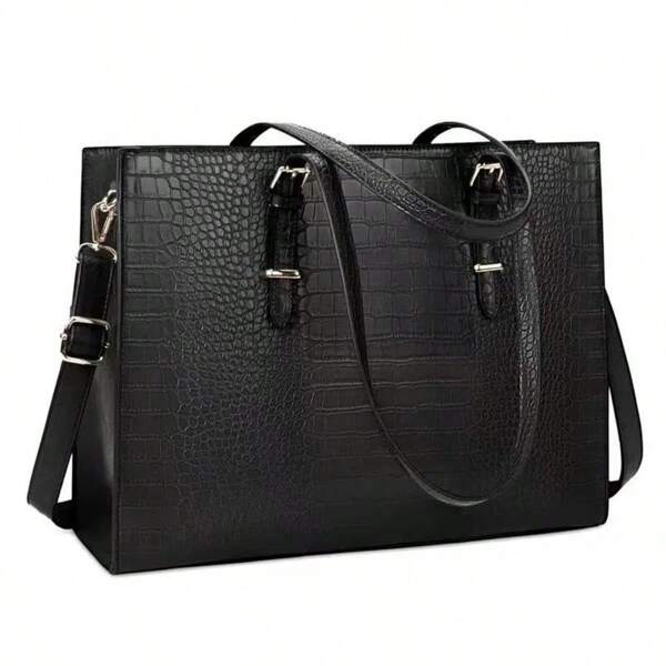 15.6 Inch Women's Laptop Bag, Waterproof Leather Briefcase, Shoulder Bag For Work & Travel