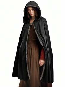 Medieval Cloak With Hood Wizard Cloak Halloween Renaissance Hooded Cape For Man And Women - Multicolor - View 1