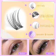 100 Peças Cachos de Cílios Naturais, Cachos de Cílios Wispy de Vênus com Faixa Invisível Fina, 10-16mm, Extensão de Cílios DIY com Faixa Transparente, Aparência Natural de Cachos de Cílios Individuais, Cachos de Cílios, Cílios Individuais, Cílios, Cílios Falsos - C - Visão 6