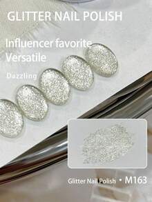 XEIJAYI 1 Bottle Holographic Nail Polish, Shimmery Reflective, Removable UV/LED Manicure, Formula, Suitable For Home And Salon Use, Spring Season Nails - Silver - View 3