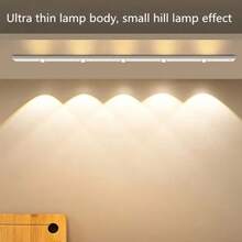 1pc Under Cabinet Lighting, Motion Sensor Indoor Light, Closet Lights, Cat's Eye Hill Light, Three Different Lighting Colors, Adjustable Brightness, USB Charging, Suitable For Lighting In Bedrooms, Living Rooms, Kitchens, Cabinets, LED Lights,Night Light - Three Colors Of Light - View 4