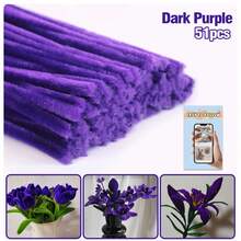 51 件/套超值装 DIY 管道清洁器散装带教程视频，适合花朵，60 种颜色加密雪尼尔茎，适合返校季节，30 厘米彩色管道清洁器工艺用品彩色雪尼尔茎，管道清洁器毛绒金属丝茎有线扭棒发带，价格实惠，质量好，漂亮，非常适合商务 Ganda Ng Kulay 质量好，颜色不一样 - 彩色 - 查看 52