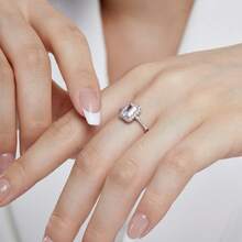 4PCS Women'S Elegant Sterling Silvery Double-Tone Twisted Ring - Rhodium-Plated April Birthstone, Synthetic Cubic Zirconia, All-Season Versatile Jewelry For Daily Wear & Parties - 4PCS - View 8