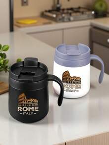 12 OZ Insulated Hot & Cold Mug Rome Italy Landmark Scene Printed A Water Bottle Designed For Water Enthusiasts, Perfect For Outdoor Picnics, Summer Outings, Outdoor Activities, Camping, Gym, Dorm, Yoga, Driving, And Commuting To Work. It Also Makes A Great Gift For Teachers, Graduation, Teacher's Day, Mother's Day, Or Birthdays. Suitable For Holding Water, Iced Tea, Or Coffee, It Can Accommodate Both Cold And Hot Drinks. - 白色 - 查看 2