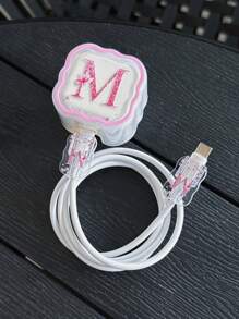 3pcs Set Charging Cable Protector Case, 26 Alphabet Letter Pattern A/B/C/D/E/F/G/H/Y/J/K/L/M/N/O/P/Q/R/S/T/U/V/W/S/Y/Z, Suitable For 20W UK Apple Fast Charger Adapter Charger Protector Charger Case Phone Accessories