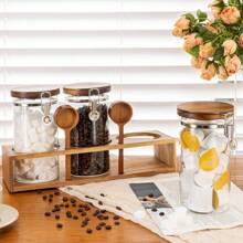 Premium Coffee Bean Canisters – Glass Jars With Airtight Locking Clamp & Included Bamboo Scoop