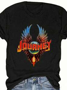 Angel Print Fashion Summer Short Sleeve T-Shirt Bad INFLUENCE TRUST NO ONE BELIEVE IN YOURSELF Graphic Tees Women Tops - 黑色 - 查看 3