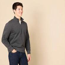 Men's Long-Sleeve Quarter-Zip Pullover Fleece Sweatshirt, Style - 炭灰色石南花 - 查看 2