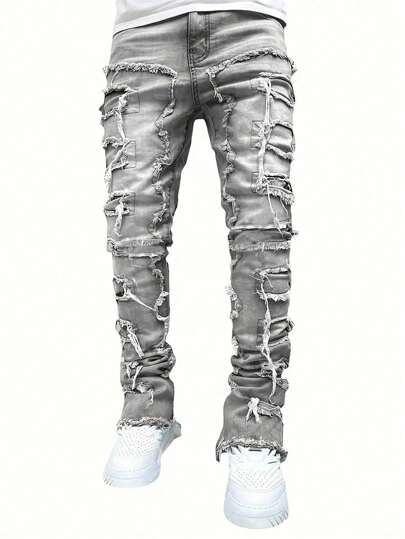 Men's Casual Street Fashion Creative Fringe Denim Jeans