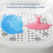 2 Stücke Baby Silikon Haarbürste + Kamm Set, Neugeborenen Bade Bürste und Kamm zum Entfernen von Milchschorf - Braunrosa Wal - Übersicht 6