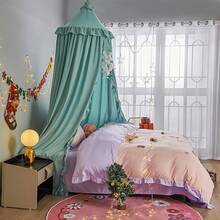 Mosquito Net Bed VETHIN Bed Canopy Girls,Princess Round Dome Dreamy Mosquito Net Bedding Girls Room Castle Tent Hanging Decor Reading Nook Canopies (White) - 綠色 - 查看 3