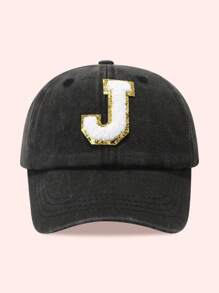 1pc Kids 26 Letters Baseball Cap, Washed Baseball Hat For Boys And Girls, Suitable For Outdoor Activities And Daily Wear, Sun Ion - Gold Label-black Washed Cap - View 83
