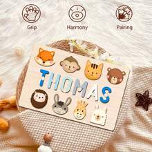 Customized Personalized Name Puzzle Board, Christmas Gift, Name Puzzle, First Birthday Gift, Unique Name Puzzle Board, Baby Boy Or Girl Early Education Toy, 3D Letter Puzzle Toy, Customized Baby Name - Baby Blue - View 8