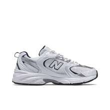 New Balance New Balance NB 530 Single Layer Spring Classic Retro Mesh Fabric Synthetic Leather Shock Absorbing Durable Breathable Low-Top Running Shoes, Unisex, White Silver, D Width