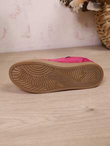 新款休闲运动鞋，时尚百搭仿麂皮系带女运动鞋，学生鞋 - 玫紅色 - 查看 7