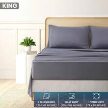 King Sheet Set - Brushed Microfiber - Soft Bed Sheets King Size Bed - Includes 1 Fitted, 1 Flat, & 2 Pillow Cases - Deep Pocket () + Luxury Comfort - 06 - 勃根地 - 查看 5