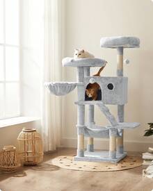 Cat Tree, Cat Tower For Large Cats, Ultra-Soft, White-Grey Ombré - Grey - View 3