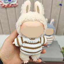 Nuevo accesorio de llavero con suéter de punto a rayas adecuado para ropa de muñeca Labbubu de 17 cm, regalo para fiesta de cumpleaños infantil