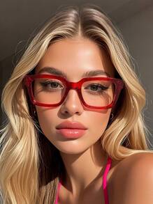 1pc Transparent Red White Flat