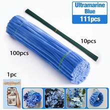 30厘米绿色花茎铁丝+视频教程，60色雪尼尔绒条，适合万圣节、返校季，30厘米彩色绒条手工材料，雪尼尔绒条，毛绒金属丝扎带，价格实惠，品质优良 - 彩色 - 查看 59